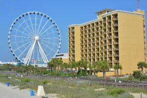 The ferris wheel and Holiday Pavilion from the beach