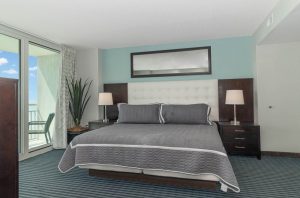 interior of a Myrtle Beach vacation rental, showcasing a furnished bedroom