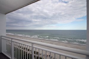 The patio view from Paradise Resort 1107, a vacation rental in Myrtle Beach, SC